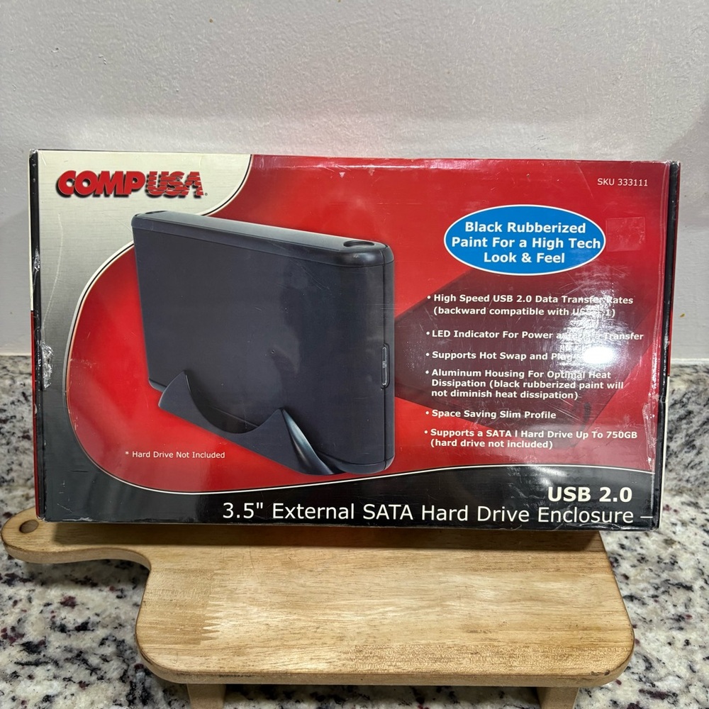 CompUSA 3.5” External SATA Hard Drive Enclosure - NIB/ SEALED - USB 2.0